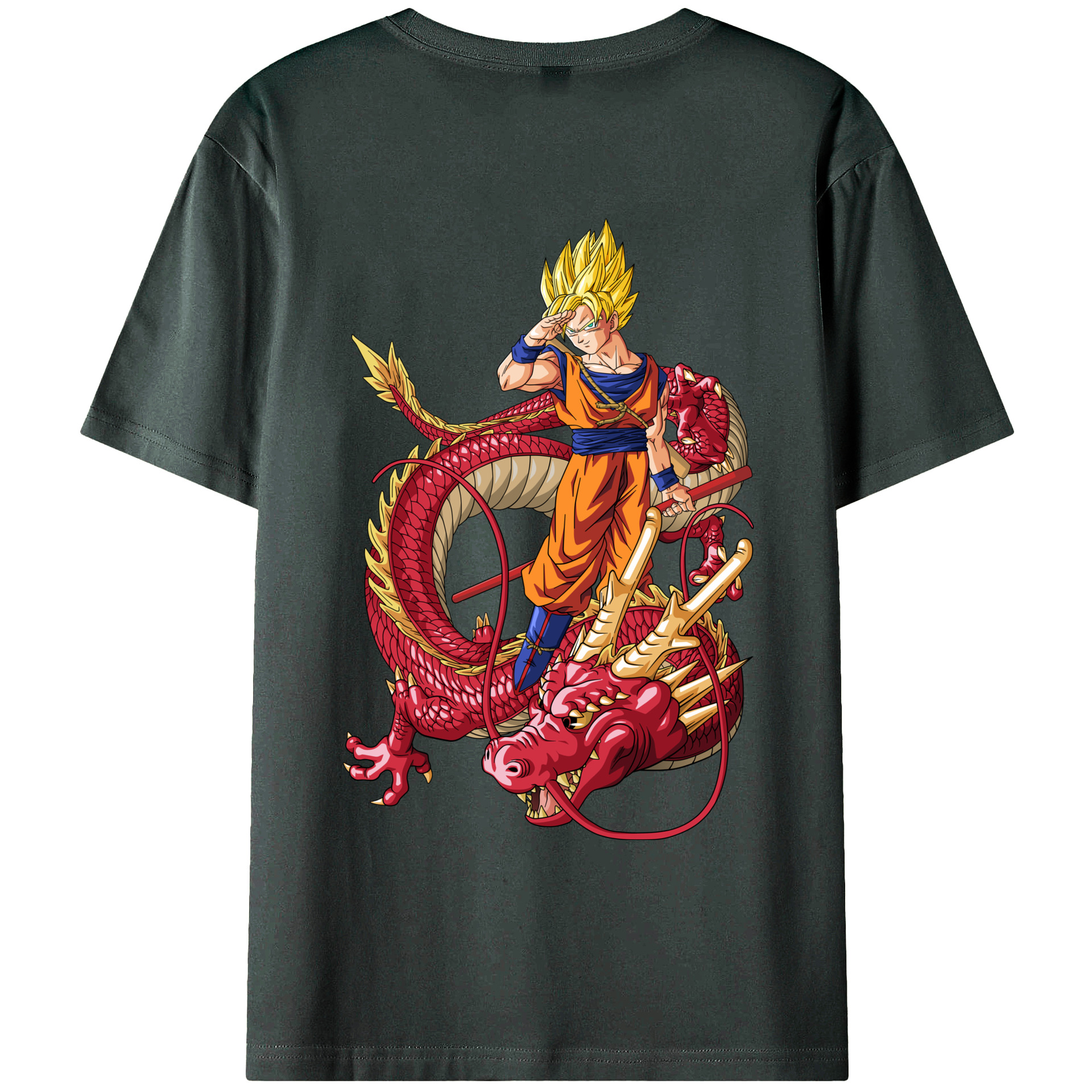 （画像用） ドラゴンボール 孫悟空（そん ごくう）Son Goku カカロット DRAGON BALL Kakarotto 綿100％ メンズ半袖Tシャツ（バックプリント） 通気性